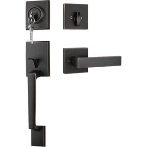 Oil Rubbed Bronze Front Door Handle and Deadbolt Set, Entry Door Handle